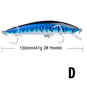 1pcs Veľké Minnow Rybárske Lure 13cm 41g Laser Potopenie Ťažké, Umelé Návnady, 3D Oči, Rybolov Crankbait Wobblers Japonsko Ryby Pesca