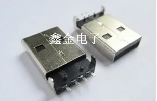 Doprava zadarmo 200pcs čierne gumové SMD USB muž USB konektor konektor 180 Stupňov+Lacné A TOP