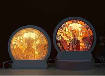 Starožitný kreatívny darček miestnosti dekorácie stola čítanie Čínsky štýl, nočné svetlo 3D stereo svetlo a tieň papier rezbárstvo lampa