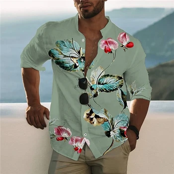 2022 Motýľ Košele Pre Mužov, 3d Tlač Mužov Havajské Butterfly Tričko Beach Krátke Rukáv Top Módne Tee Tričko Muž Blúzka Camisa