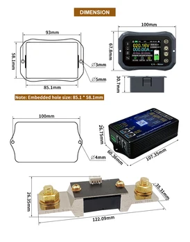 Bluetooth Battery Monitor coulometer 100A 400A 600A Kapacita Tester meter Lifepo4 olovené Li-ion lithium 12V 24V 4S 8S BUNIEK
