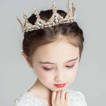 1 koruna nový hlavový most dievča headdress princezná strany princezná dievča koruny crystal veľké hlavový most ružová deti narodeniny vlasy príslušenstvo