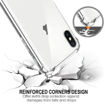 Pre iPhone X XS MAX XR 7 8 Jasné TPU Prípade Šok Absorpcie Mäkké Priehľadné Zadný Kryt Pre Iphone 6 6S Plus