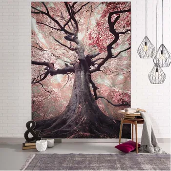 Lesných stromov gobelín stene visí estetika miestnosti dekorácie psychedelic české spálne, obývacia izba, spálňa dekorácie