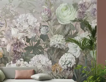 Európskom štýle retro pastoračnej kvet krajiny 3d tapeta ručne maľované rose nástenná maľba obývacia izba, TV joj, abstraktných de parede