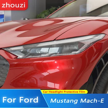 Pre Ford Mustang Mach-E 2021-2022 Auto Svetlometu Ochranný Film Predné Svetlo Transparentné Údené Black TPU Nálepky