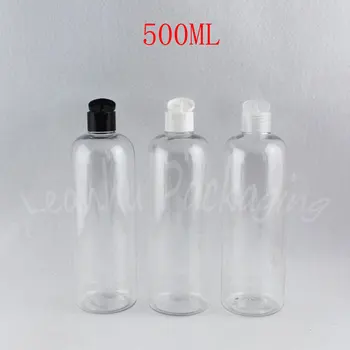 500 ML Transparentná Plastová Fľaša Flip Top Spp , 500CC make-up Čiastkové plnenie do fliaš , Šampón / Mlieko, Obaly na Fľaše ( 14 PC/Lot )