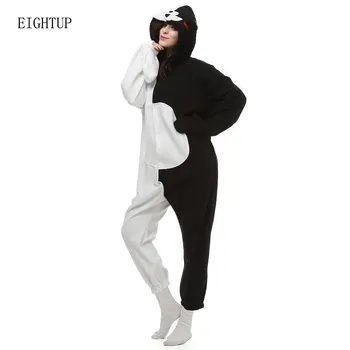 Kigurumi Unisex Čierny a Biely Medveď Kostýmy Onesies Cosplay Pyžamo Dospelých Pyžamá Zvierat Sleepwear Jumpsuit