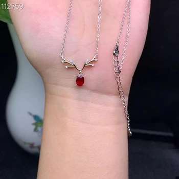 HTSS2 nádherné red ruby náhrdelník pre ženy striebro kľúčnu kosť náhrdelník prírodný klenot reálne 925 silver girl party darček
