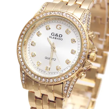 2017 Luxusné Značky G&D Ženy Hodinky Zlaté Ženy Quartz Hodinky z Nerezovej Ocele Business Lady Šaty Sledovať Relojes Mujer Dary