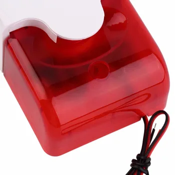 Odolné 12V Mini Vnútorné Káblové Strobo Siréna s Červeným svetlom Siréna Flash Zvuk Home Security Alarm Strobo Systém 108DB Hot Predaj