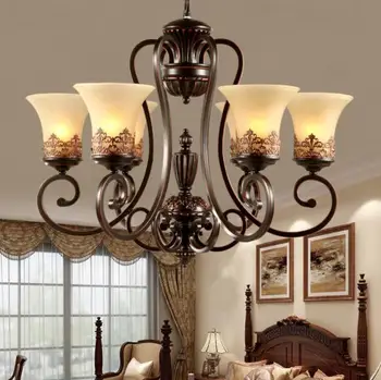 Americký vidieka železa Svetlo Obývacia Izba, Spálňa Luxusný Luster Osvetlenie Kovové Farby luster strop