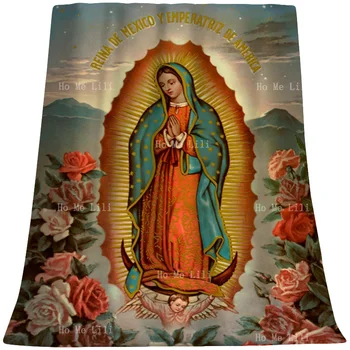 Náboženské Flanelové Deka Panny Márie, Panna Mária Z Guadalupe V Kresťanskej Katolíckej Zdobené Štýle Art Pre Udalosť Banquet