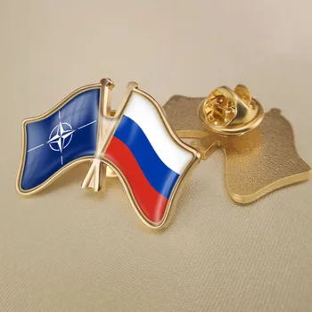 Organizácia severoatlantickej Zmluvy NATO a ruskej Federácie Prešiel Dvakrát Priateľstvo Vlajky Preklopke Kolíky Brošňa Odznaky