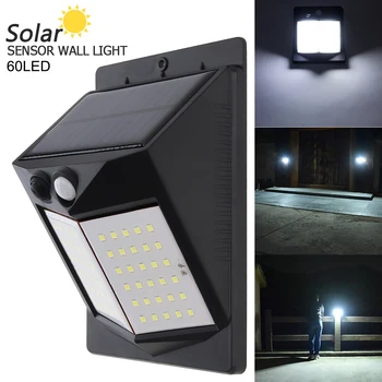 Solárne Nástenné Svietidlá 60 LED Svetlo, 450LM Kontrolované Ľudské Telo Snímanie Nástenné svietidlo LED Solárny Snímač Pohybu Svetla forOutdoor/Dvore