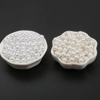 Biela Béžová Nonporous Simulované-pearl Voľné Dištančné Korálky Pre Šperky, Takže Oblečenie, Dekorácie DIY Príslušenstvo Dodávky