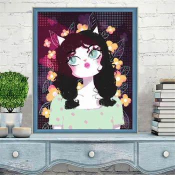 Teen Girl Izba Dekor Mozaiky Maľovanie Diy Umenie a Remeslá Obrázok na Výšku Farba Diamond Výšivky Príslušenstvo Stenu Decor