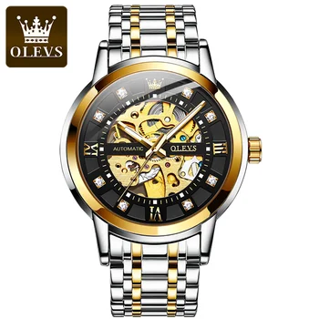 OLEVS top značky sledovať mužov z nehrdzavejúcej ocele obchodné hodiny nepremokavé svetelný sledovať mužov luxusné športové mechanické hodinky