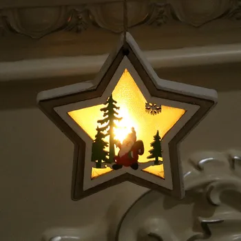 Závesné Osvetlenie Dovolenku Svetlo Víla, Vianočné Dekorácie pre Domov Nočné Svetlo Vianočné Svetelné Drevený Prívesok so Svetlami