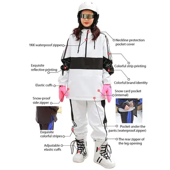 Muži Ženy Lyžiarske Odevy Zimné Outdoorové Vetru Nepremokavé Teplé Ski Bunda + Nohavice Lyžiarske Reflexné Prekladané Snowboarding Lyžovanie Oblek