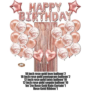 1 Nastavte Rose Gold Narodeninovej Party Balóny, Dekorácie Happy Birthday List Hliníková Fólia Balón Baby Sprcha Event Decor Dodávky