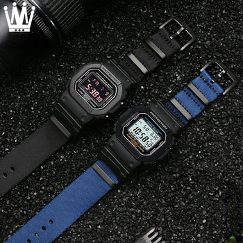Nylon Plátno Watchband pre Casio G-Shock GA-110/100/120/200/300/400 GD-100/110/120 DW-5600 GW-M5610 na Zápästie Zápästie Band Náramok