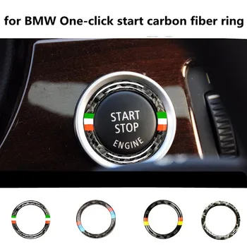 Vhodné pre BMW BMWE90/E92/starý 3 tri série one-tlačidlo štart krúžok uhlíkových vlákien nálepky auto dekorácie interiérové úpravy