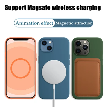 Originálne Tekuté Silikónové Magnetické puzdro Pre iPhone 12 13 Pro Max Mini S Animáciou Bezdrôtové Nabíjanie Chrániť Kryt Pre Magsafe