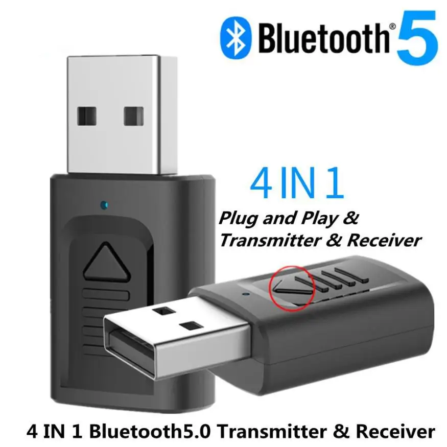 Kúpiť 4 V 1 Usb Bluetooth-compatibel 5.0 Audio Ontvanger Zender Stereo Bt  5.0 Aux Rca, 3.5 Mm Jack Voor Tv Auto Adaptér Draadloze ~ Obchod